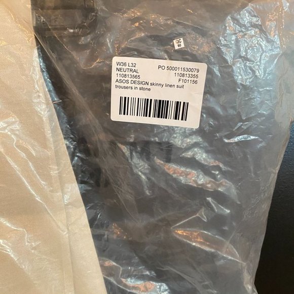 ASOS DESIGN skinny linen mix suit pants in stone (tan color) - Picture 8 of 11